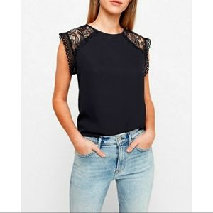 EXPRESS Navy Lace Shoulder Top (Medium)